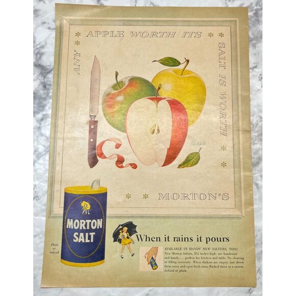 Morton Salt Vintage Print Ad 1950s Mid Century Pertchik Wall Art Kitchen Decor - Picture 6 of 6